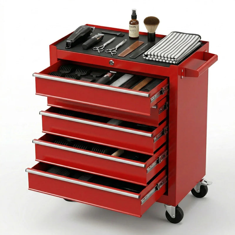 Elite Series 5-Drawer Professional Barber Trolley | Premium Tool Station