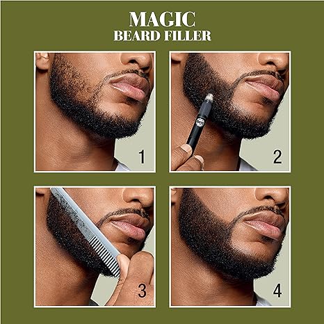 SoftSheen‑Carson Magic Grooming Beard Filler Pencil – Waterproof Beard Pen for Filling Patchy Beards & Covering Greys | Natural Black Beard Pencil