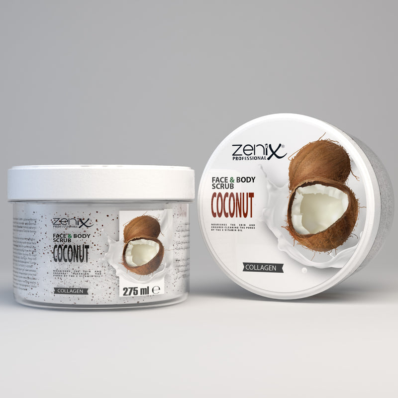 Zenix Coconut Face & Body Scrub 275ml – Exfoliating, Hydrating & Pore Cleansing Skin Polish