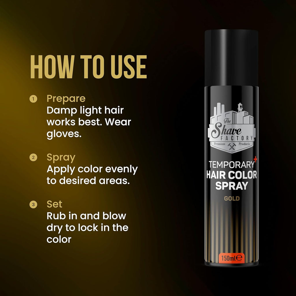 The Shave Factory Temporary Hair Color Spray 150ml – Instant Washable Hair Colour Styling Spray