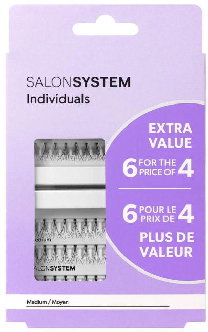 Salon System Individual Lashes Volume Black Medium 6 For 4