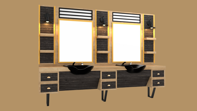 Gold - Double Barber Units - Barber's Furniture