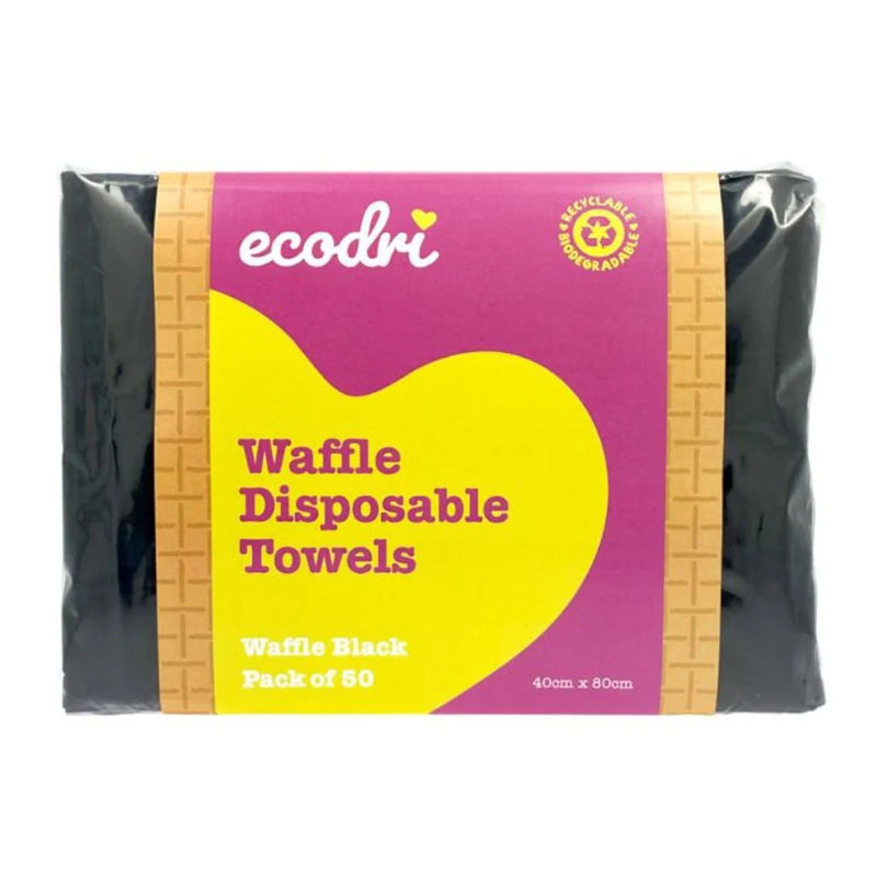 EcoDri Waffle Disposable Towels Black 50 Pack | Professional Salon Towels