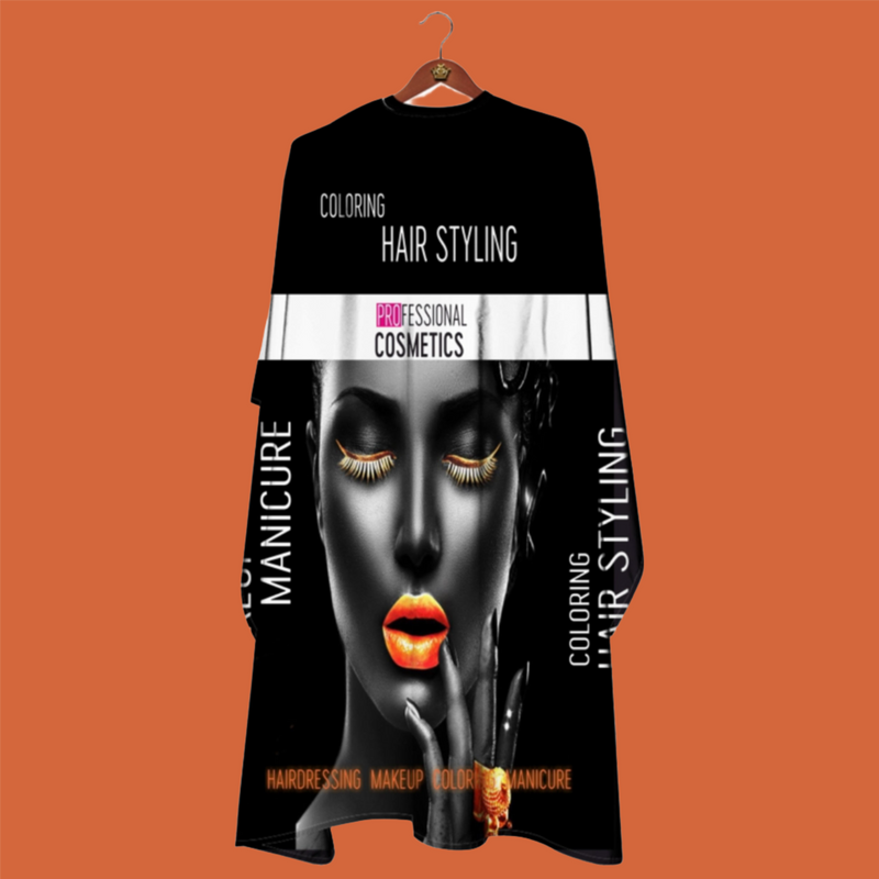 Hair Cutting Apron - Professional Orange Lipstick Unisex Hairdressing Gown