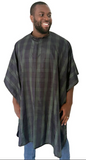 HairTools Checked Gown – Water-Repellent Barber/Salon Cape, Blue-Green Check
