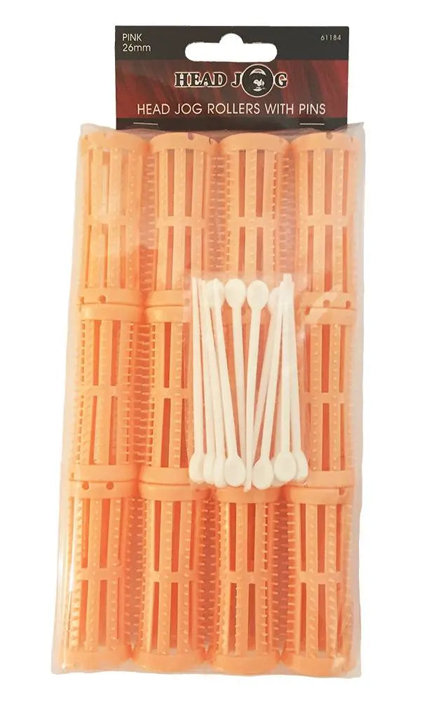 Head Jog Pink 26mm Brush Rollers (12 Pack) | Professional Salon Curling Rollers