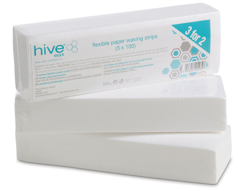 Hive Flexible Paper Waxing Strips 300 Pack – Professional Salon Hair Removal Wax Strips