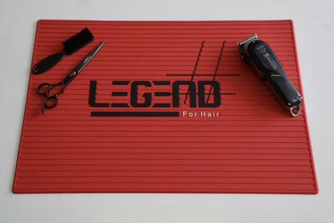 Legend Barber Mat Heat Resistant Non-Slip Counter Organizer for Clippers & Tools RED