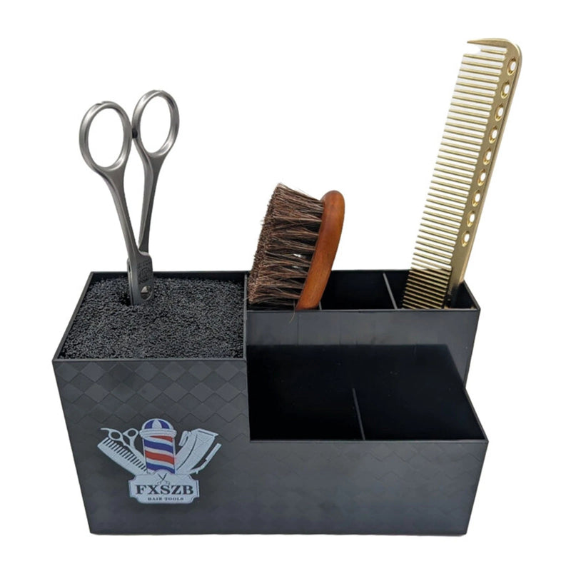 Non-Slip Scissor & Brush Holder – Barber Pole Pattern Tool Organiser for Professional Salons - Black