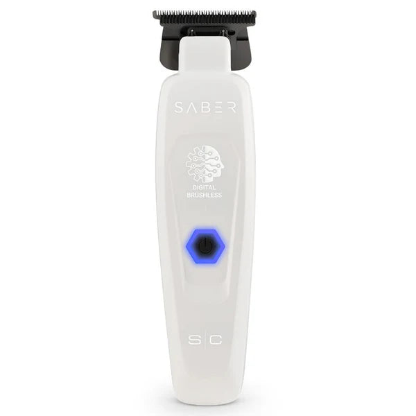 StyleCraft Saber Professional Digital Brushless Trimmer - White | 7,500 RPM | Full Metal