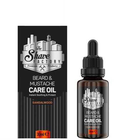 The Shave Factory Beard & Mustache Care Oil Sandalwood 30ml – Nourishing Beard Oil for Soft & Healthy Beard