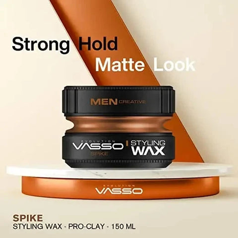 Vasso Spike Soft Clay Hair Wax 150ml – Strong Hold & Matte Finish Styling Clay