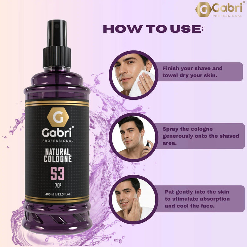Gabri Professional Natural Cologne S3 400ml – Barber Aftershave Cologne UK | Long-Lasting Patchouli Fragrance