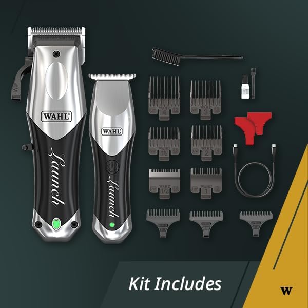 Professional WAHL Launch Combo Cordless Clipper & Trimmer Kit – Lightweight USB-C Rechargeable Grooming Set for Precise Haircuts & Detailing | Barbers & Stylists Electric Hair Groomers