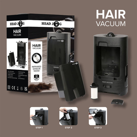 Head Jog Hair Vacuum – Touchless Salon & Barbershop Hair Cleaner | Professional 1400W Hair Salon Vacuum