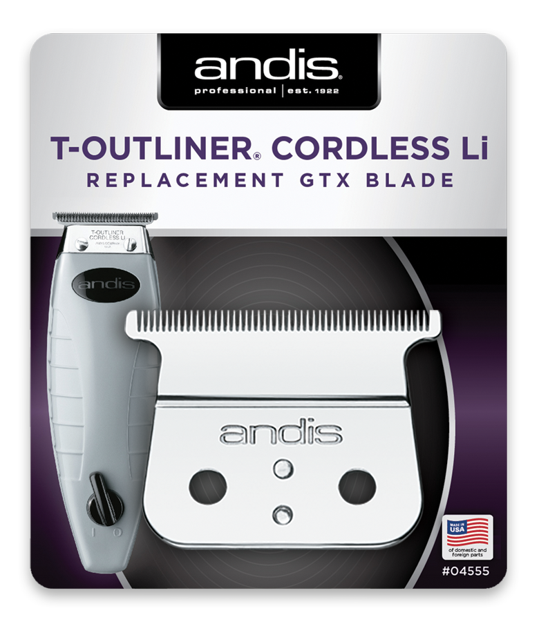 ANDIS Cordless T-Outliner® Li Replacement Deep Tooth GTX Blade - Carbon Steel 04555