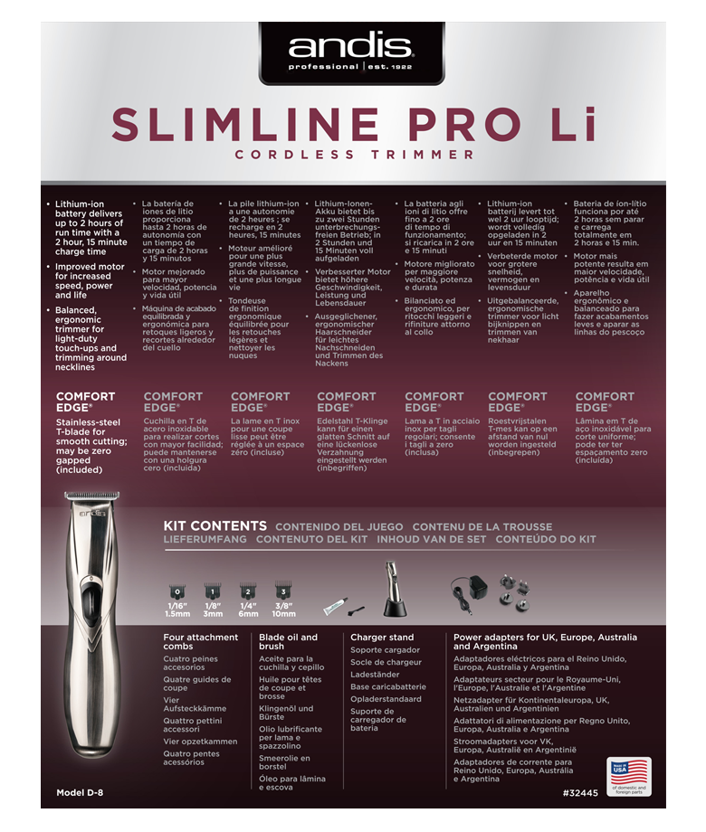 Andis Slimline® Pro Li T-Blade Cordless Trimmer