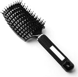 Large Curved Vent Hair Brush with Boar Bristles Anti Static Lightweight for Blow Drying and Styling