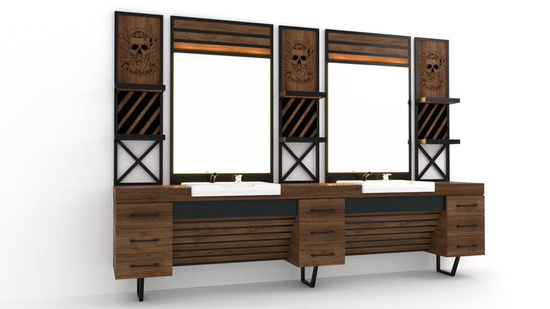 Offset - Double Barber Unit- Barber's Furniture