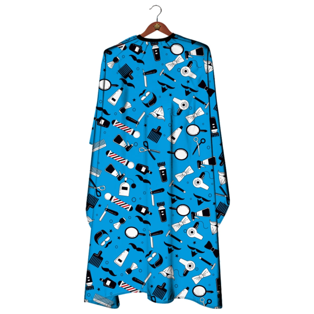Hair Cutting Apron - Professional Blue Unisex Hairdressing Gown